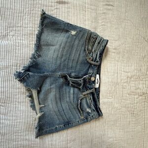 Frayed Hem Blue Denim Jean Shorts